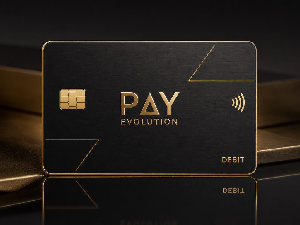 Carta di debito nera e oro firmata Pay Evolution